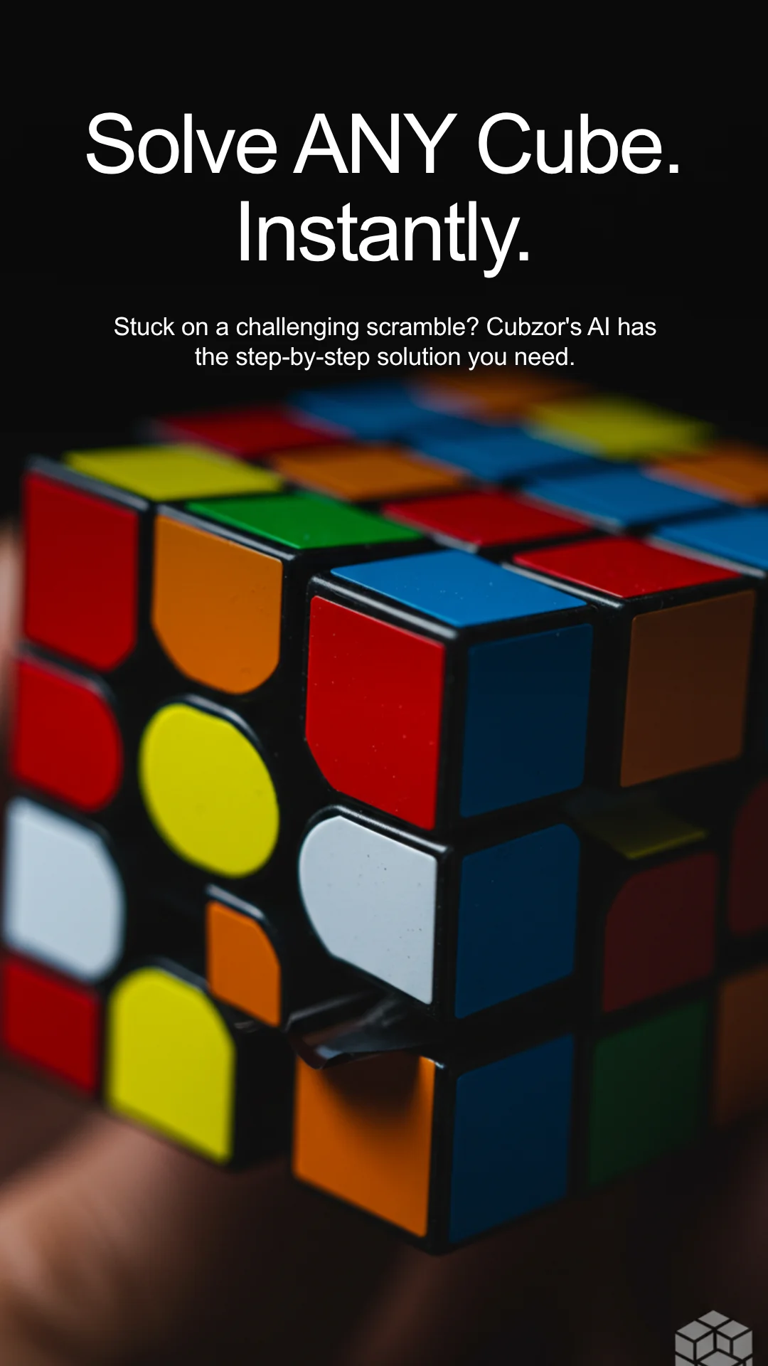 AI-powered Rubik's Cube solver providing instant step-by-step solutions for any scrambled cube configuration